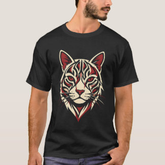 Roar of the Tribal Tiger: Geometric Feline Graphic T-Shirt