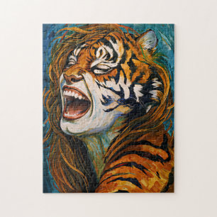 Roar of the Wild Heart – Colourful Tigress Jigsaw Puzzle