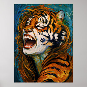 Roar of the Wild Heart – Colourful Tigress Poster