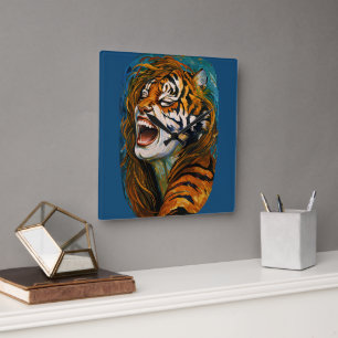 Roar of the Wild Heart – Colourful Tigress      Square Wall Clock