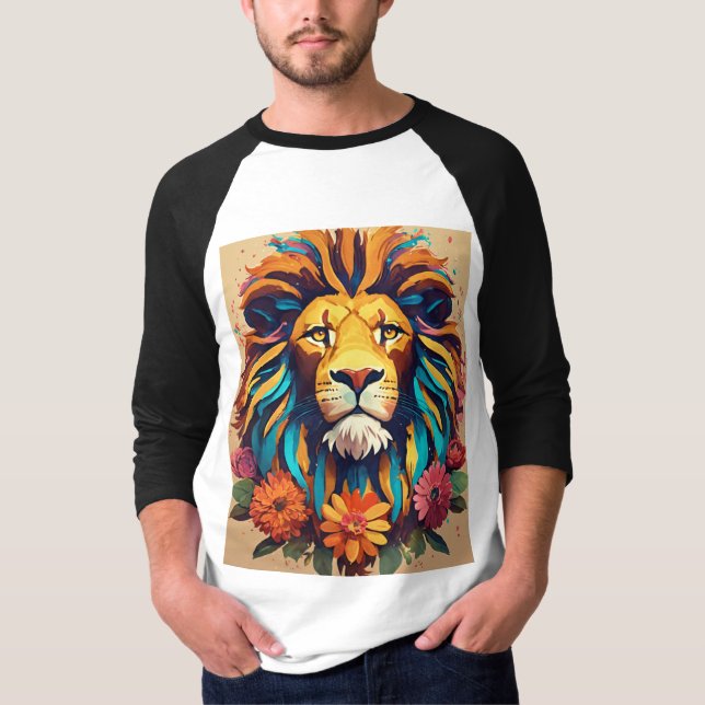 Roar of the Wild: Majestic Lion Design T-Shirt (Front)