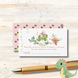 Roar-some Baby Shower Diaper Raffle Card for Girls