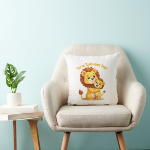 Roar-some Dad Pillow 🦁 Cute Lion Hug Father's Day