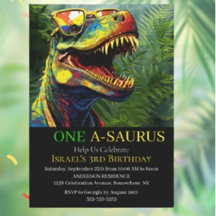 Roar-some Dinosaur Birthday Invitations