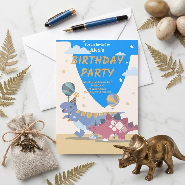 Roar-Some Dinosaur Birthday Party Invitation Fun S (The Adventure Begins! Custom Dino Invitations)