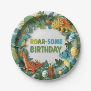 Roar-some Dinosaur Birthday Party Paper Plate