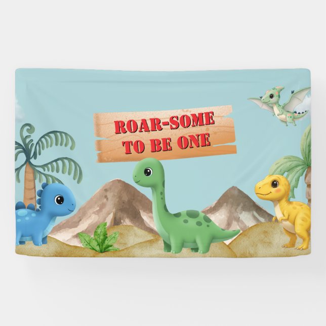 Roar-Some Fun, Dino 1st Birthday Banner (Horizontal)