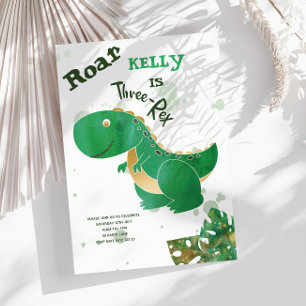 Roar, Three-Rex Cute Dinosaur Invitation