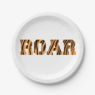 ROAR Tiger Print Text Design Paper Plate