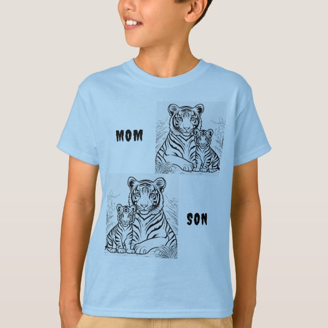 Roar Together: Mum and Son Safari Adventure T-Shirt (Front)