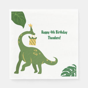 Roar We're 4 - Twins Dinosaur Birthday Party Napkin