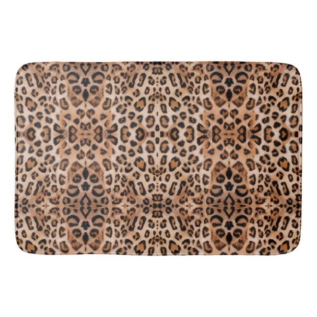 Roar with Style: Custom Leopard Print Bath Mat  (Front)