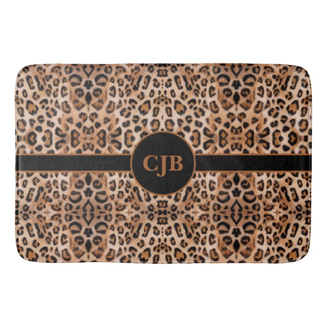 Roar with Style: Custom Leopard Print Bath Mat  (Front)