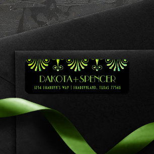 Roarin 20s Green and Black Modern Art Deco Address Return Address Label
