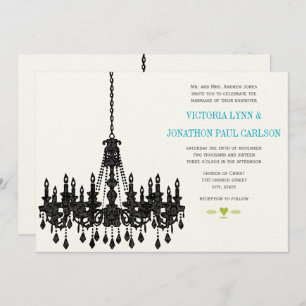 Roaring 20's Aqua Chandelier Wedding Invitations