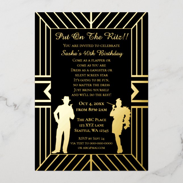 Roaring 20s art deco flapper girl and gangster (Front)