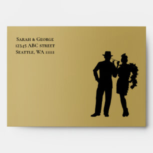 Roaring 20s art deco flapper girl and gangster envelope