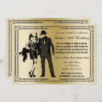 Roaring 20s art deco flapper girl and gangster
