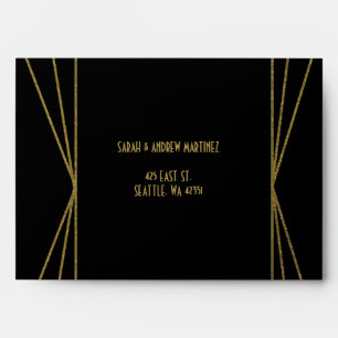 Roaring 20s art deco Great Gatsby Black Gold Envelope