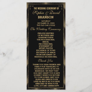 Roaring 20s Art Deco Great Gatsby Wedding Program