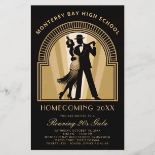 Roaring 20s Art Deco Prom Homecoming School Gala Flyer