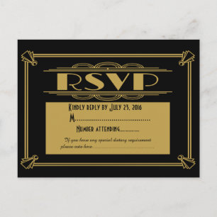 Roaring 20's Art Deco RSVP postcard