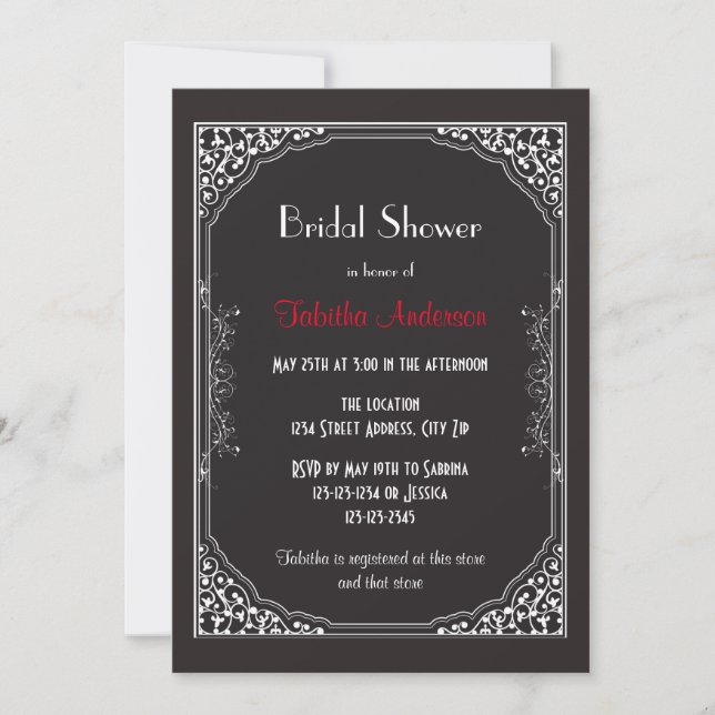 Roaring 20s Black - Bridal Shower Invitation (Front)