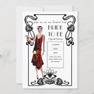 Roaring 20s Flapper Art Deco Gatsby Bridal Shower Invitation