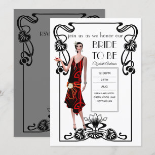 Roaring 20s Flapper Art Deco Gatsby Bridal Shower Invitation