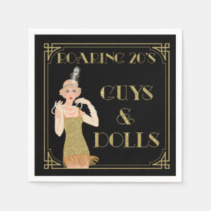 Roaring 20's Flapper Black & Gold Napkin