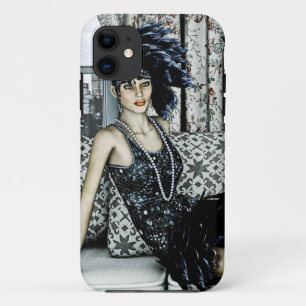 Roaring 20s Flapper Fashion Art Illustration iPhone 11 Case