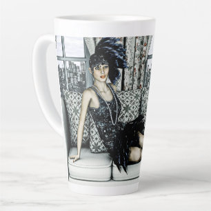 Roaring 20s Flapper Fashion Art Illustration Latte Mug