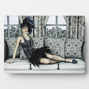 Roaring 20s Flapper Fashion Art Illustration Plaque