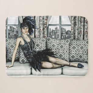 Roaring 20s Flapper Fashion Art Illustration Sherpa Blanket