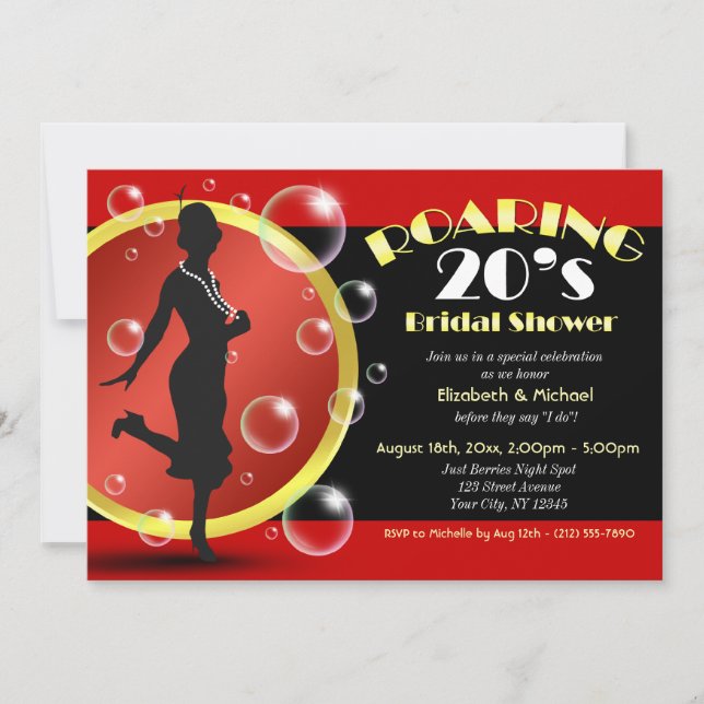Roaring 20's Flapper Girl Bridal Shower Invitation (Front)