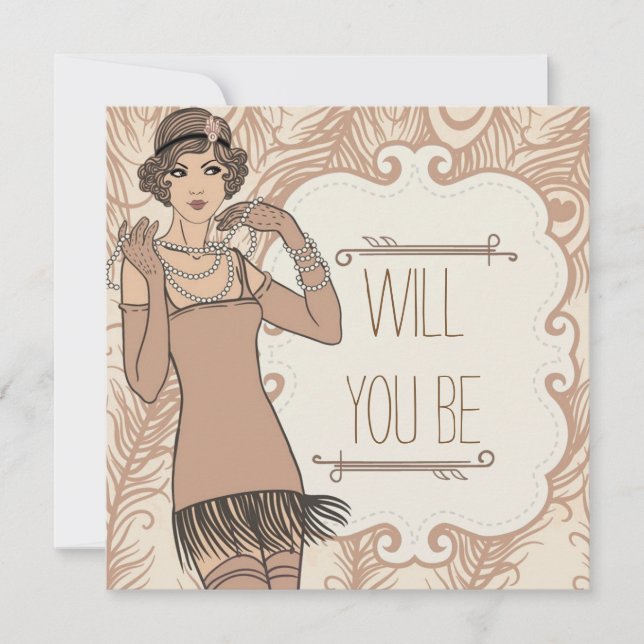 Roaring 20's Flapper Girl Retro Party Invitations (Front)