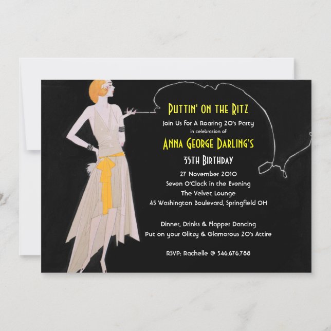 Roaring 20's - Flapper Party Invitations (Front)