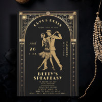 Roaring 20s Gatsby Gold Flapper Speakeasy Birthday