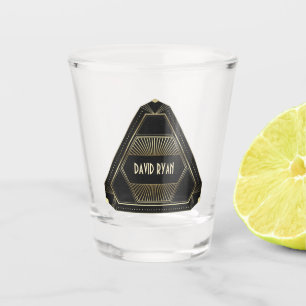 Roaring 20s Gold and Black Art Deco Monogram Shot Glass