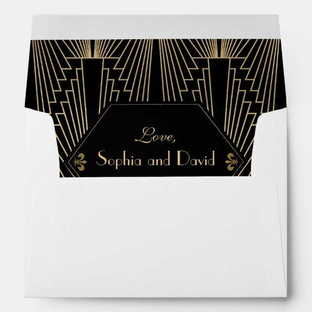 Roaring 20s Great Gatsby 1920s Art Deco Wedding Envelopes (Back (Bottom))