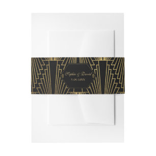 Roaring 20s Great Gatsby 1920s Art Deco Wedding Invitation Belly Band