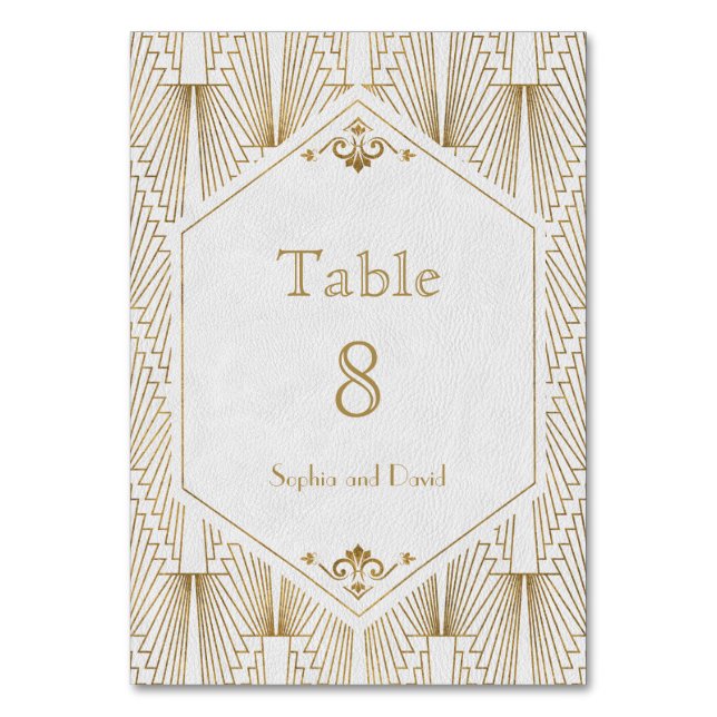 Roaring 20s Great Gatsby Art Deco TABLE NUMBER (Front)