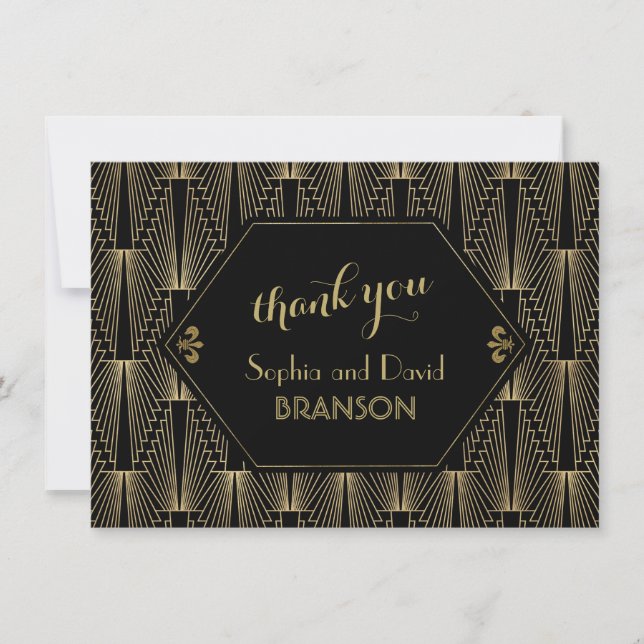 Roaring 20s Great Gatsby Art Deco THANK YOU Card (Front)