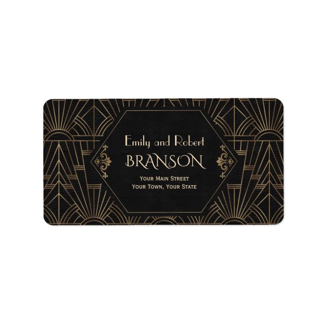 Roaring 20s Great Gatsby Art Deco Wedding Address Label (Front)