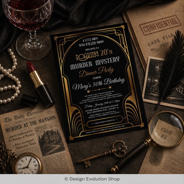 Roaring 20s Murder Mystery (Foil also available) Invitation (Creator Uploaded)