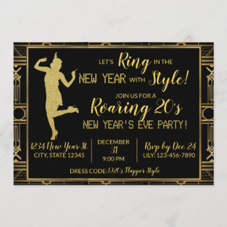 Roaring 20's New Year's Eve Party Invitation