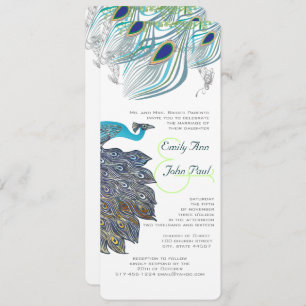 Roaring 20s Peacock Feathers Wedding Invitations