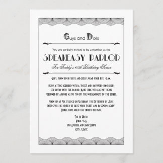 Roaring 20's Speakeasy Theme Party Invitations
