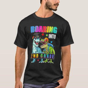 Roaring 2nd Grade Cute Dinosaur Backpack Back To S T-Shirt