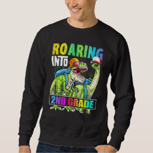 Roaring 2nd Grade Dinosaur Backpack Back to School Sweatshirt